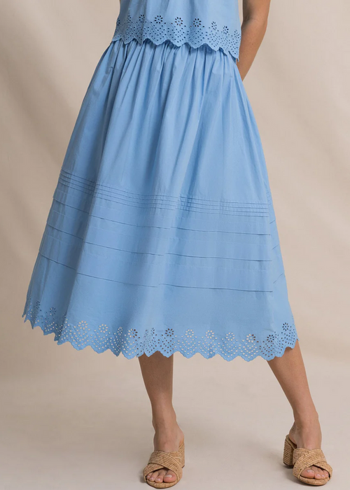 spring blue set Gigi Eyelet Ocean Channel Midi Skirt by Southern Tide