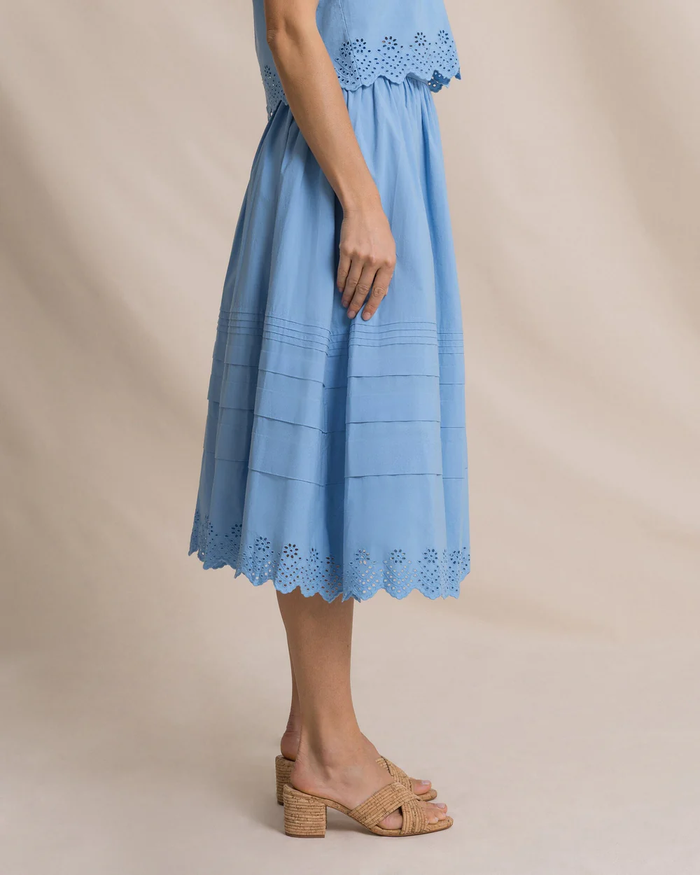 Gigi Eyelet Ocean Channel Midi Skirt by Southern Tide