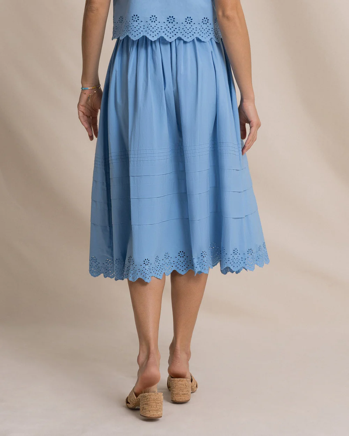 Gigi Eyelet Ocean Channel Midi Skirt by Southern Tide