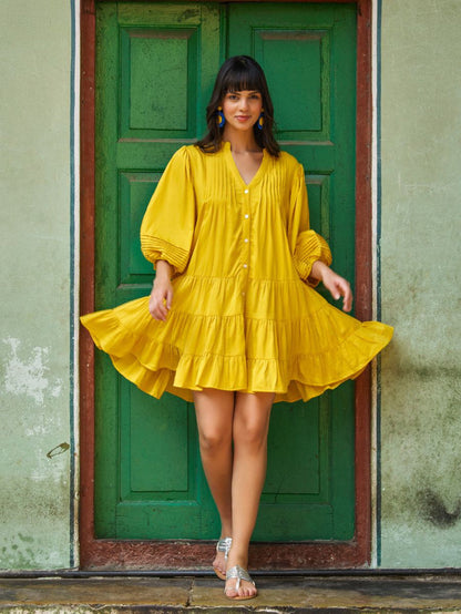 Golden Sands Cotton Midi Dress