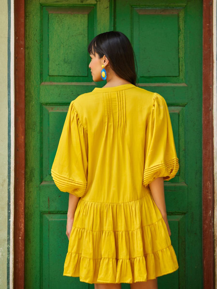 Golden Sands Cotton Midi Dress