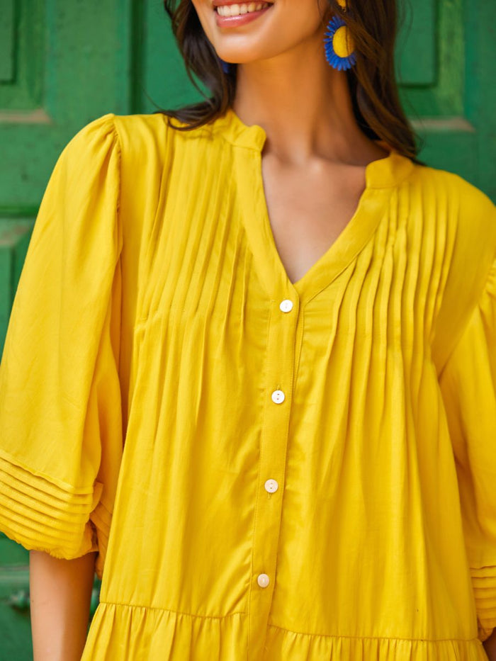 Golden Sands Cotton Midi Dress
