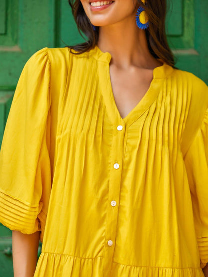 Golden Sands Cotton Midi Dress