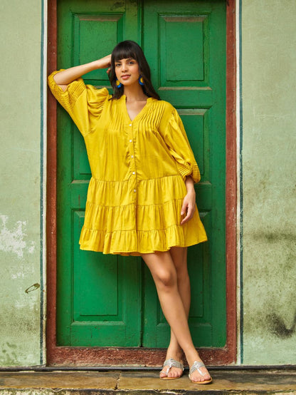 Golden Sands Cotton Midi Dress