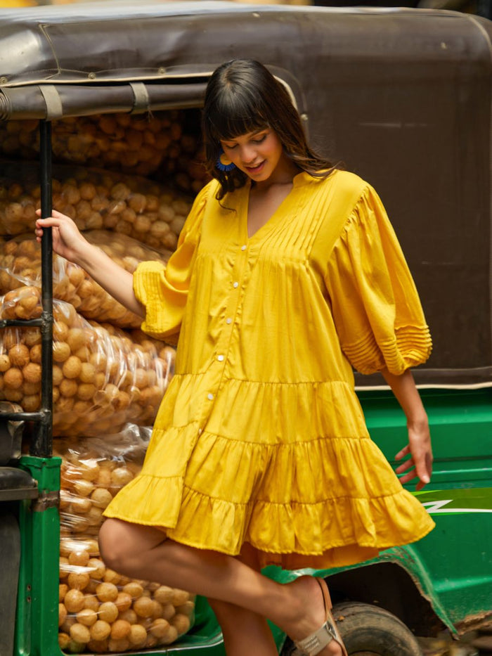 Golden Sands Cotton Midi Dress