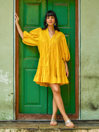 Golden Sands Cotton Midi Dress