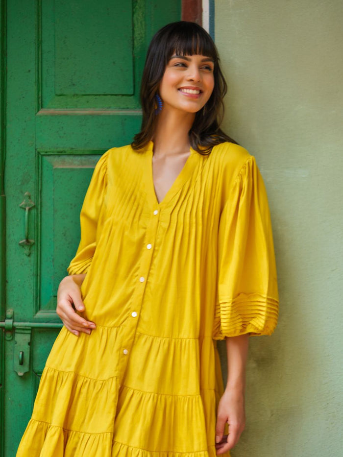 Golden Sands Cotton Midi Dress