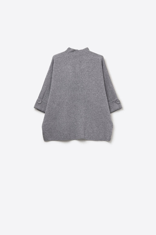 Gray Knitted Sweater with Button Details
