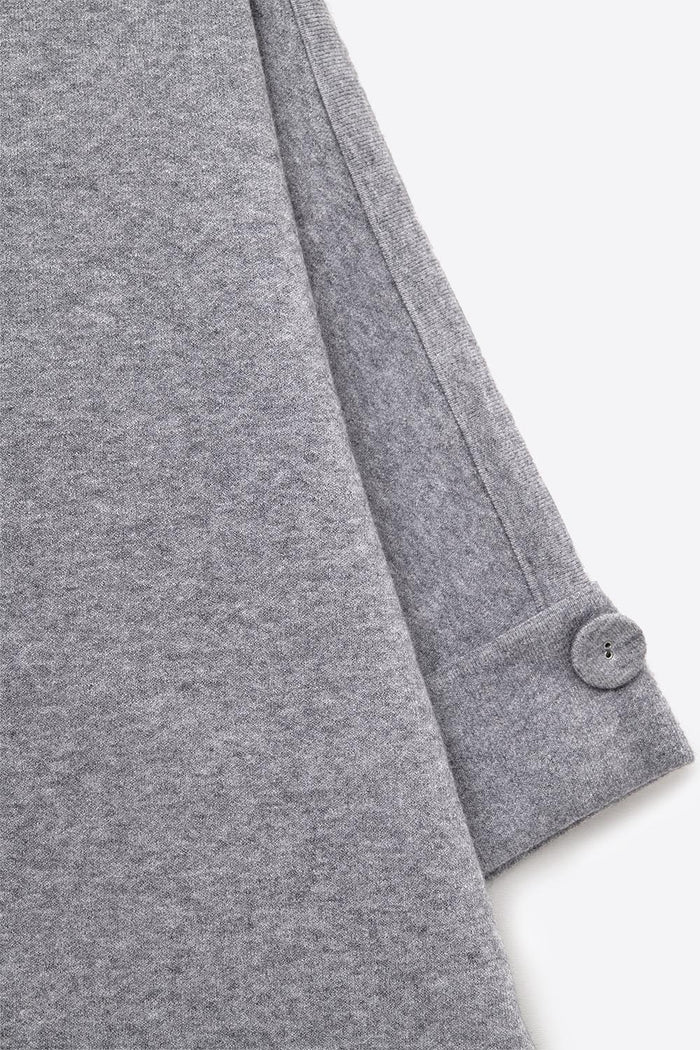 Gray Knitted Sweater with Button Details