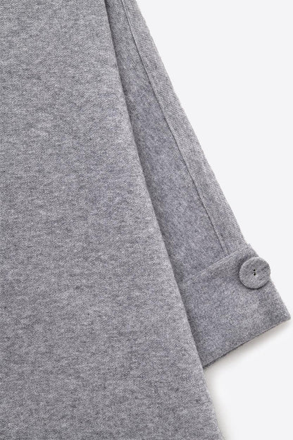 Gray Knitted Sweater with Button Details