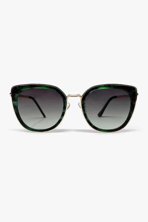 Green Marble Effect Gradient Lens Metal Frame Sunglasses
