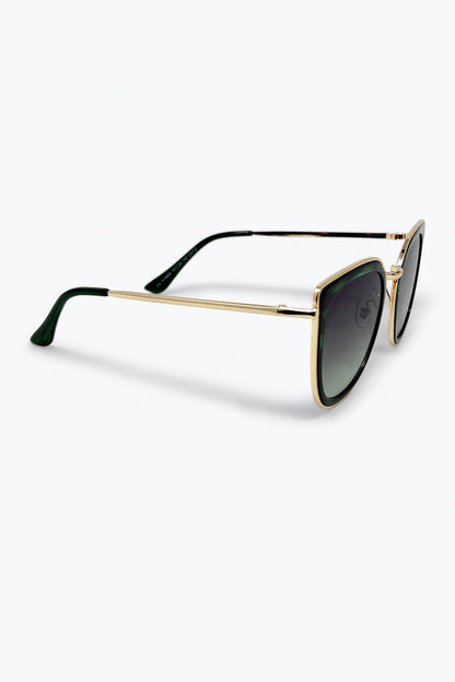 Green Marble Effect Gradient Lens Metal Frame Sunglasses