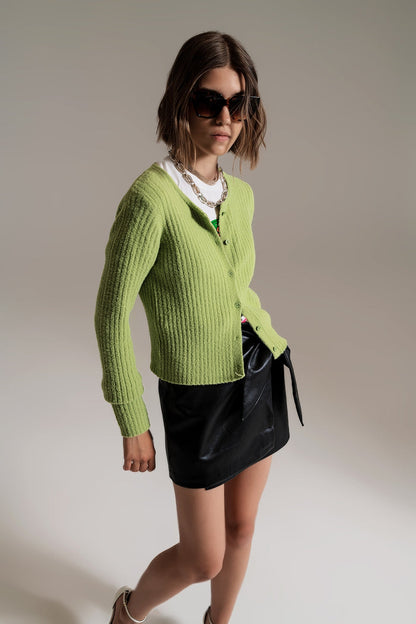 green super soft fluffy knit cardigan