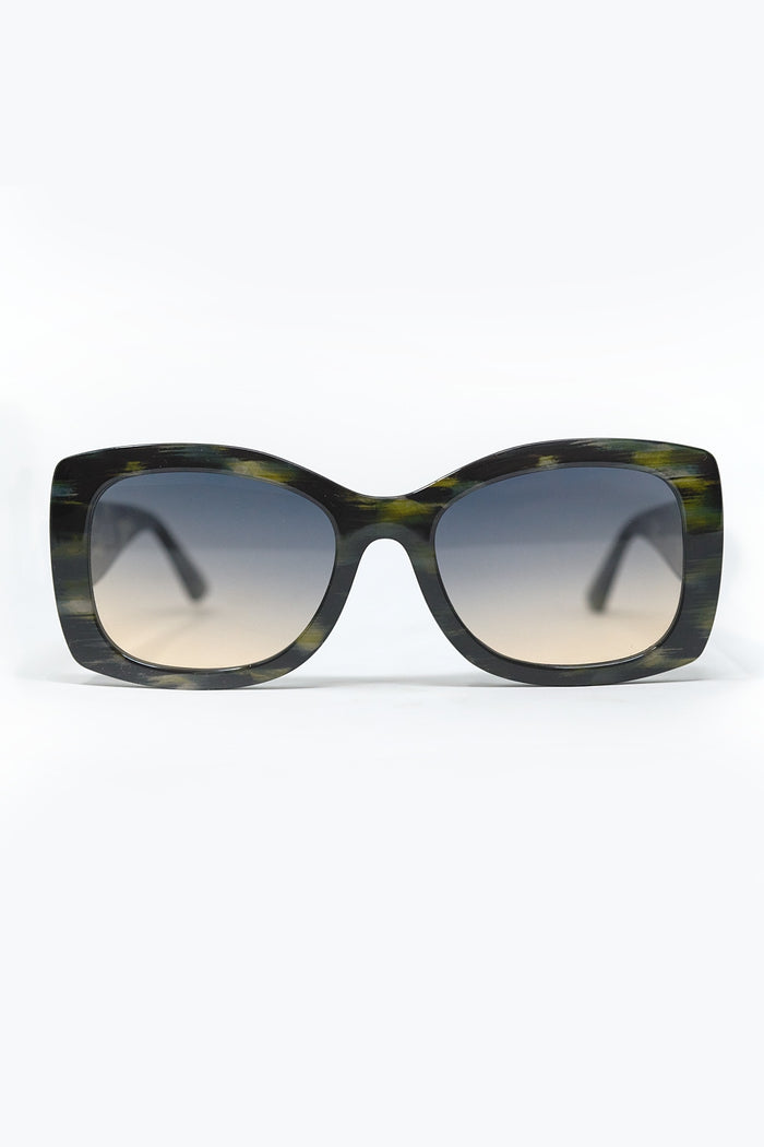 Green Tortoise Shell Oversized Oval Sunglasses in Acetate