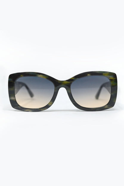 Green Tortoise Shell Oversized Oval Sunglasses in Acetate