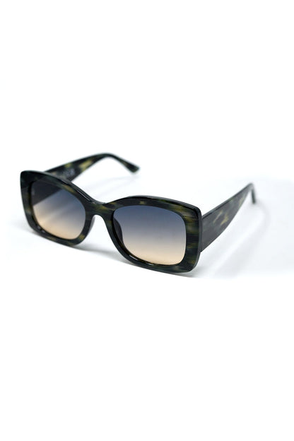 Green Tortoise Shell Oversized Oval Sunglasses in Acetate