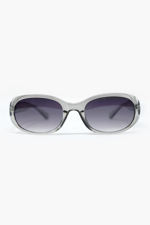 Grey Acrylic Oval Oversized Sunglasses