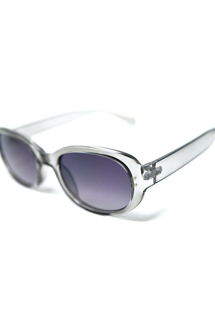 Grey Acrylic Oval Oversized Sunglasses