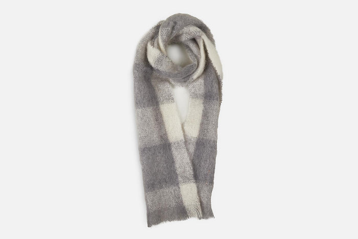Grey Plaid Drumin Mohair Scarf - Cushendale Woollen Mills