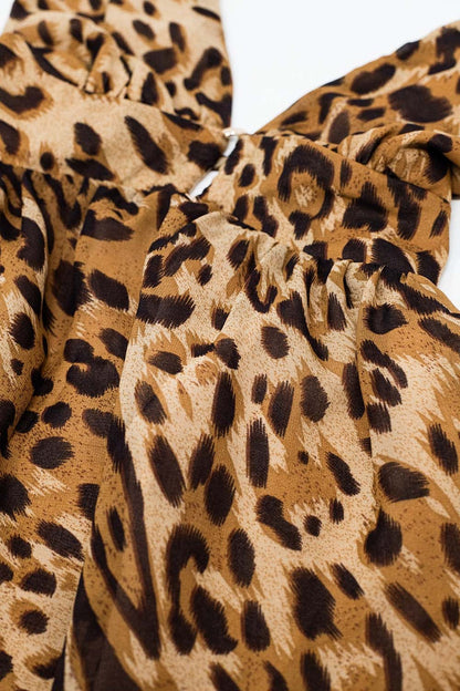 Halter Open Back BabyDoll chiffon Dress in Leopard Print - dress