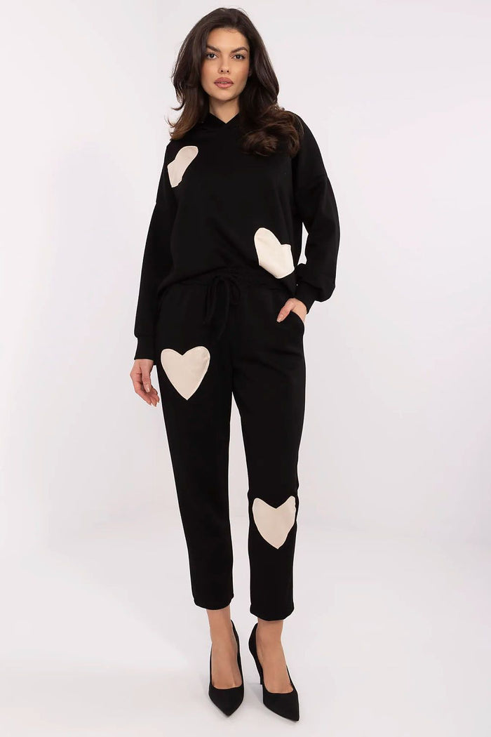 Heart Print Tracksuit for Women - Trendy Style black one-size-fits-all - Track Suit