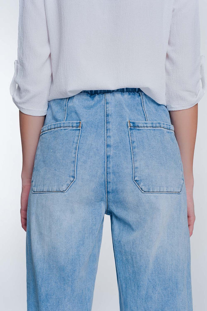 Heavily ripped boyfriend jeans in light denim - Denim