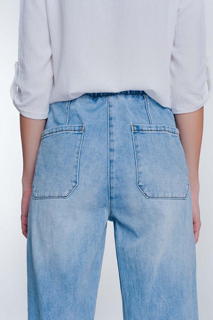 Heavily ripped boyfriend jeans in light denim - Denim