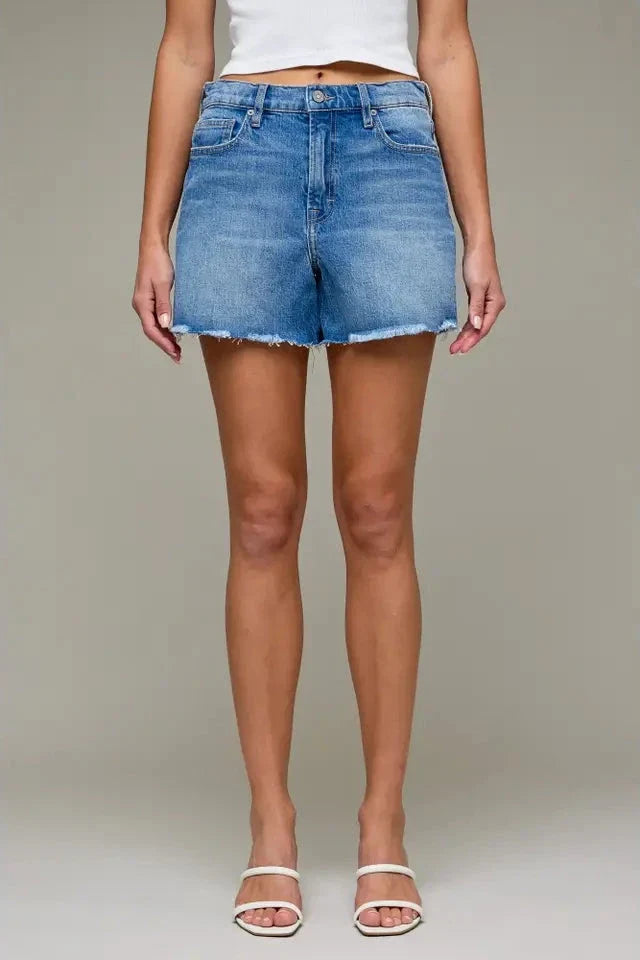 Hidden: Ava High Rise A-Line Shorts - Medium Wash