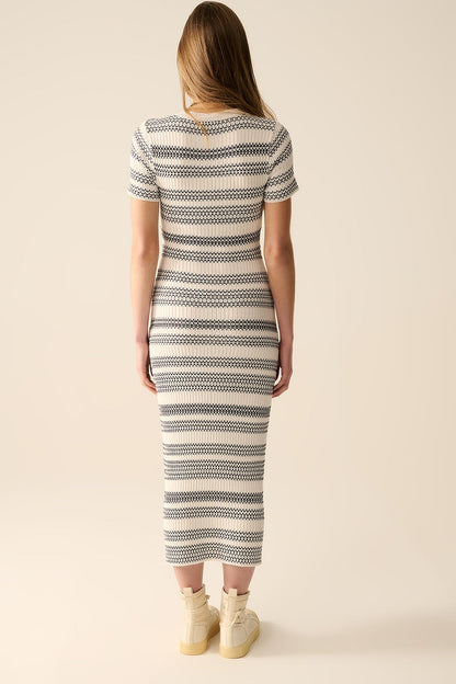 High-quality knitted maxi dress with zigzag detail - dress