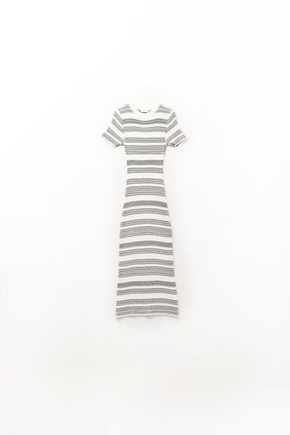 High-quality knitted maxi dress with zigzag detail - dress
