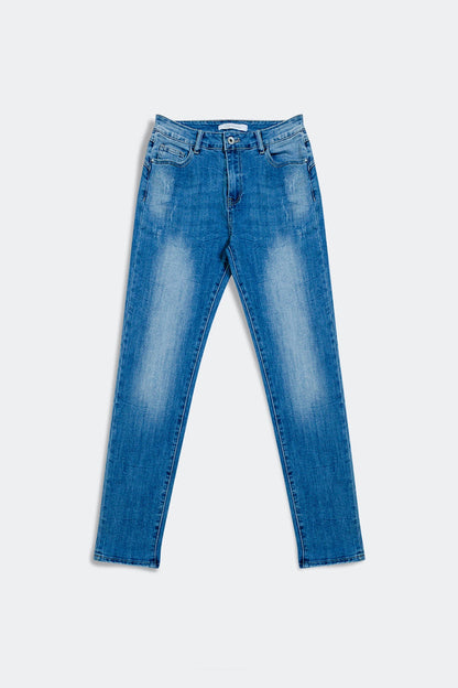 High rise cigarette jeans in midwash - Denim