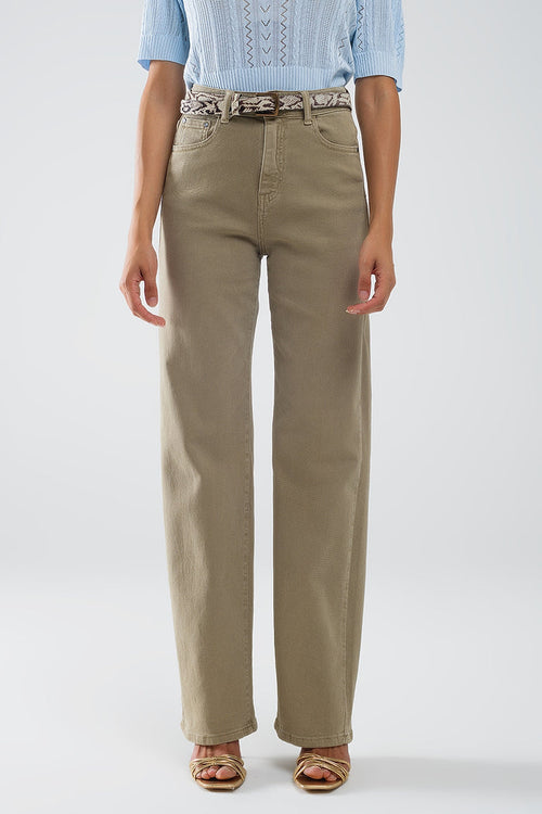 High rise slouchy mom jeans in beige - Coloured Jeans