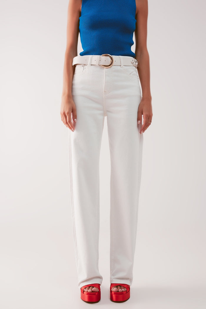 High rise slouchy mom jeans in cream - Coloured Jeans