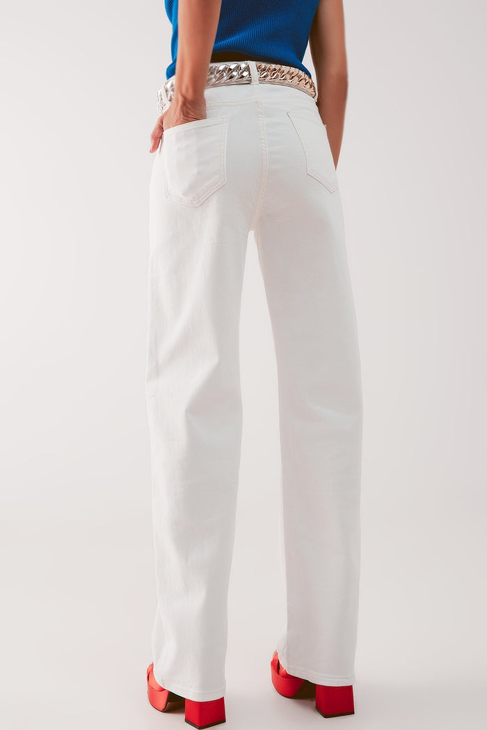 High rise slouchy mom jeans in cream - Coloured Jeans