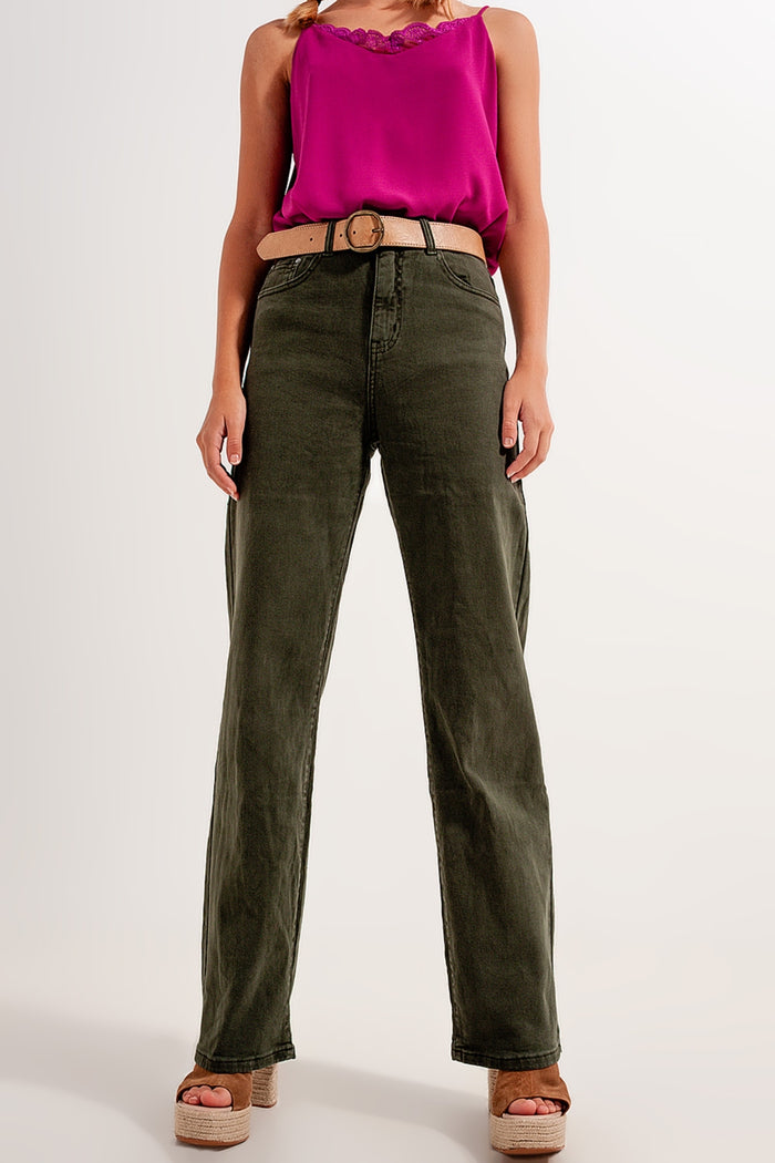 high rise slouchy mom jeans in green - Coloured Jeans