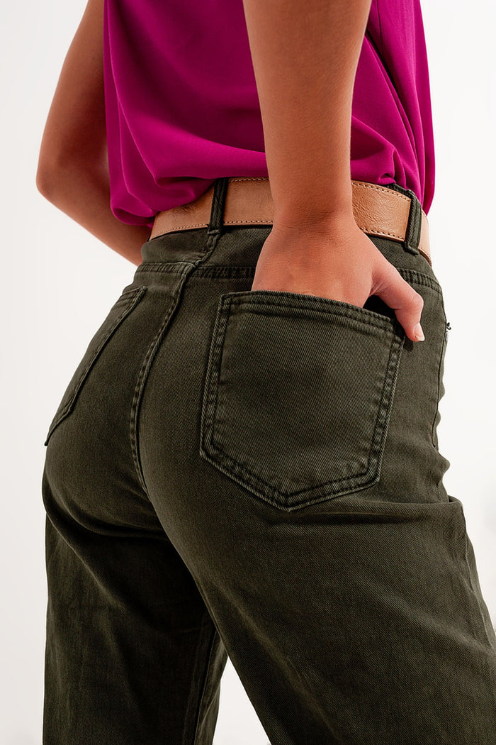 high rise slouchy mom jeans in green - Coloured Jeans