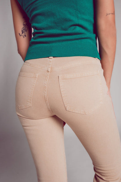 high waist flare jean in sand - Coloured Jeans