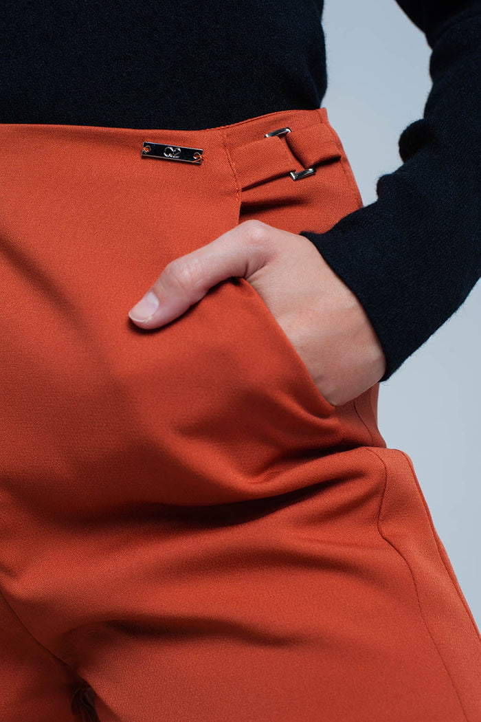 High waist orange shorts - trousers