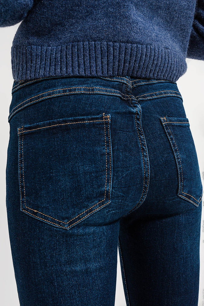 High waist skinny fit jeans in dark blue - Denim