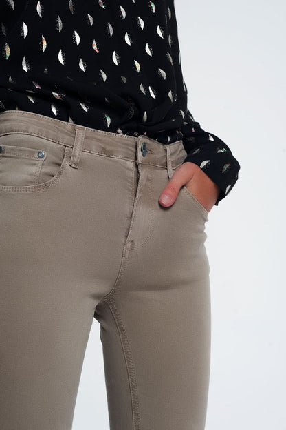 high waist skinny jeans in beige - Coloured Jeans