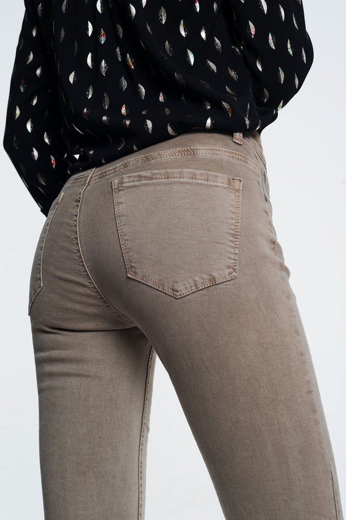 high waist skinny jeans in beige - Coloured Jeans