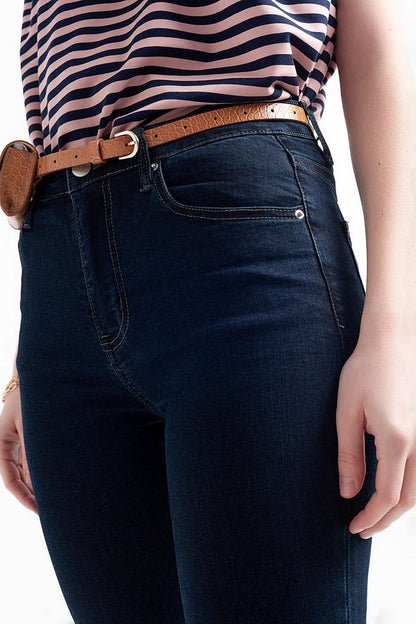 high waist skinny jeans in dark blue - Denim