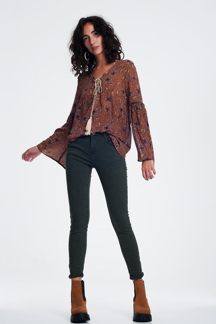 high waist skinny jeans in Khaki - Coloured Jeans