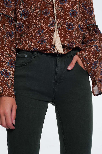 high waist skinny jeans in Khaki - Coloured Jeans