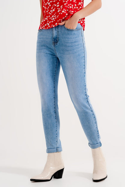 High waist skinny jeans in light blue - Denim