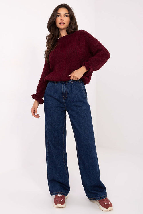 High Waisted Dark Denim Trousers for Women blue - Jeans