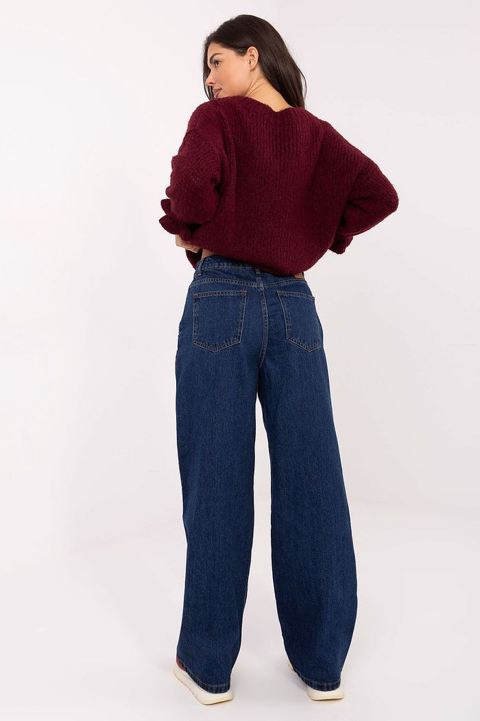 High Waisted Dark Denim Trousers for Women - Jeans