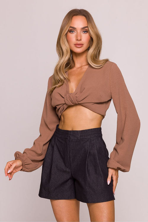 High Waisted Elegant Shorts in Black grey - Shorts
