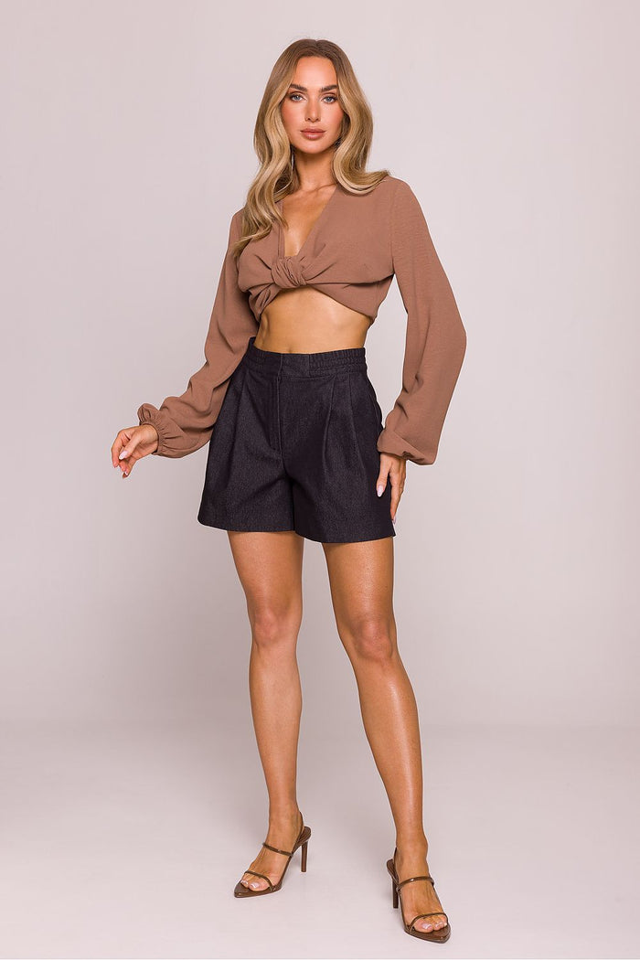 High Waisted Elegant Shorts in Black - Shorts