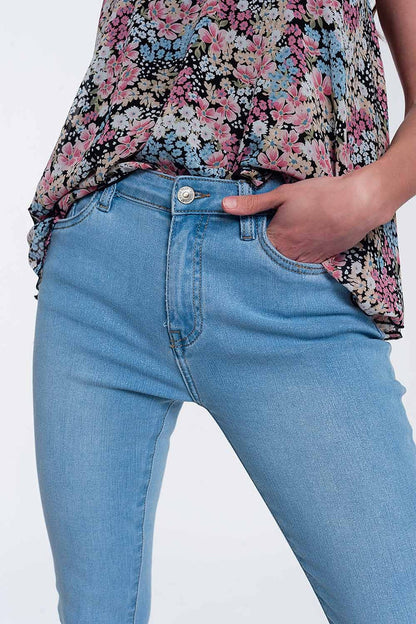 High-waisted jeans with glitter - Denim